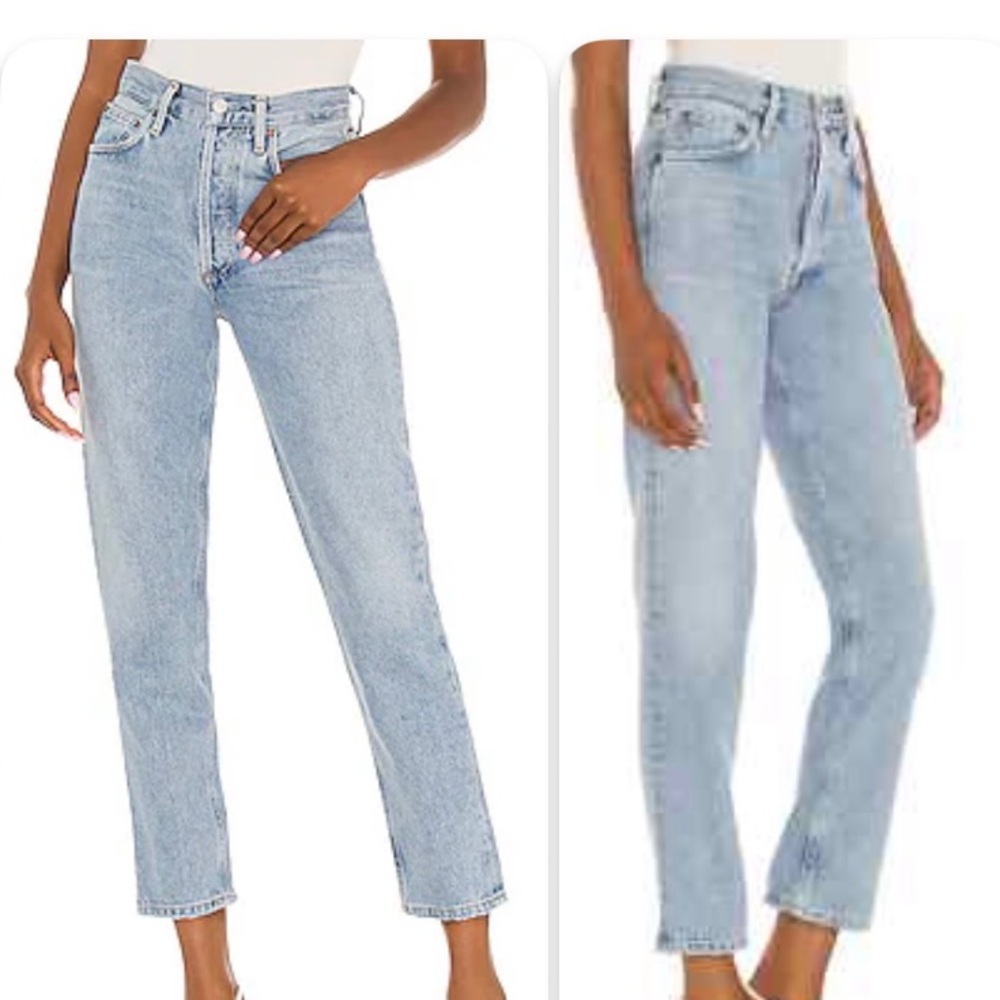 Agolde Fen High Rise Relaxed Fit Button Fly Light Blue Wash Jeans Size 24